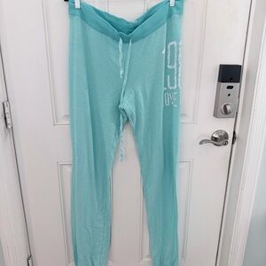 PINK Victoria’s Secret Pants L | Turquoise Drawstring Relaxed Fit